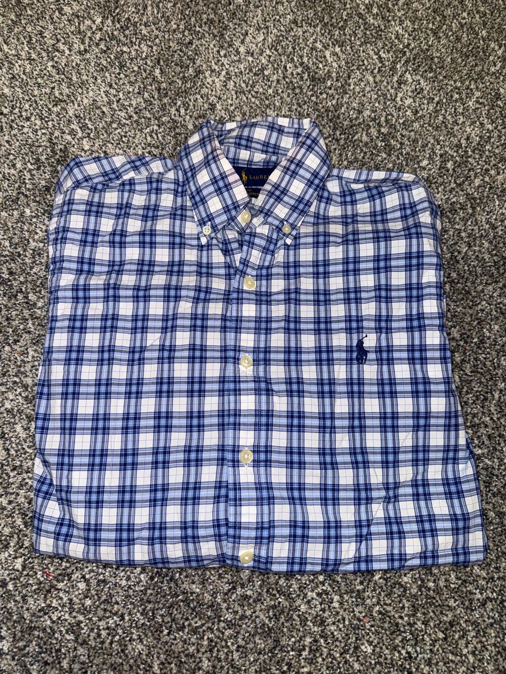 Polo Ralph Lauren Men’s Small Slim Fit Blue Plaid Cotton Button Down Shirt